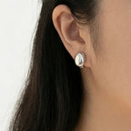 Silver Bean-shaped Clip-On Earrings
