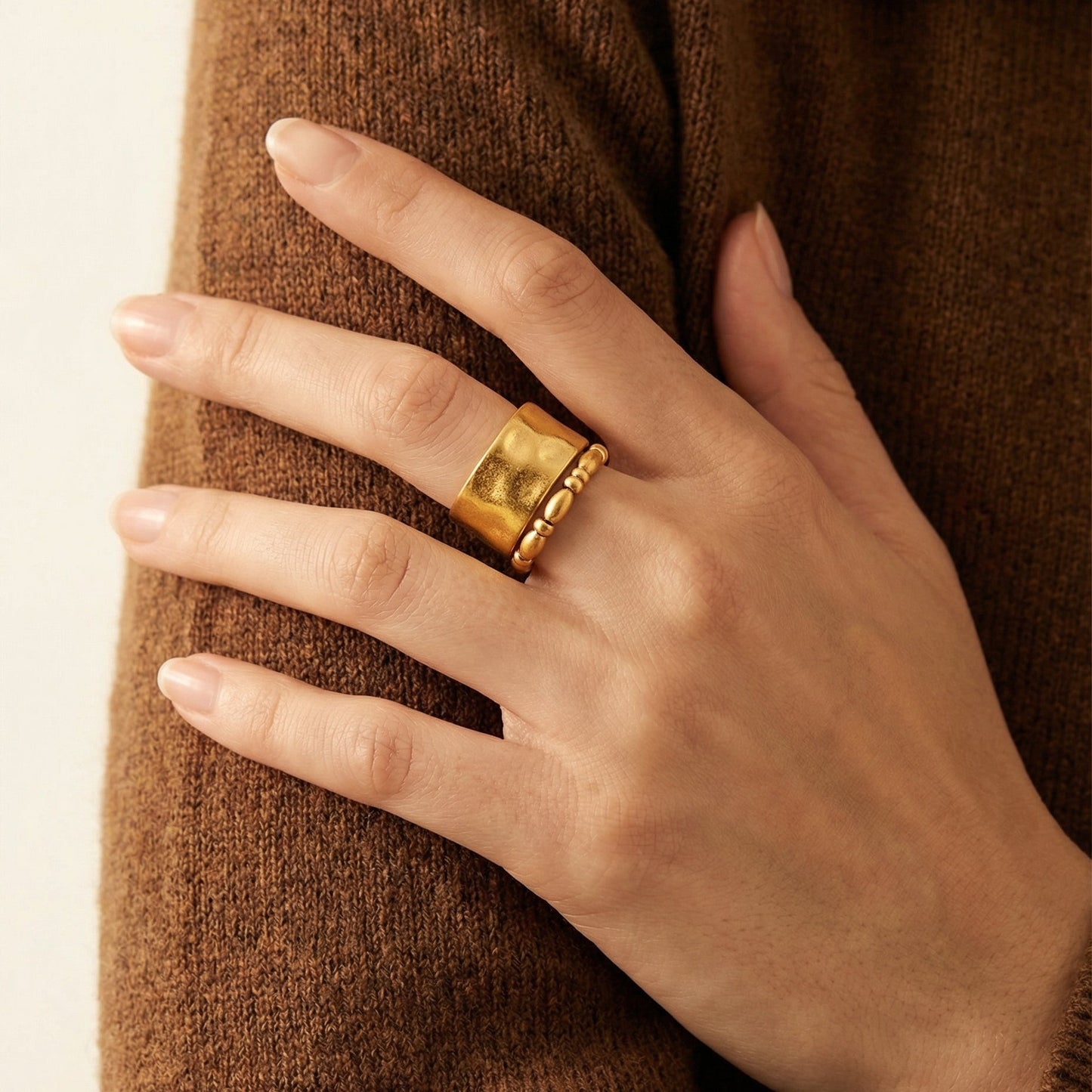 Vintage Double-Layer Matte Ring