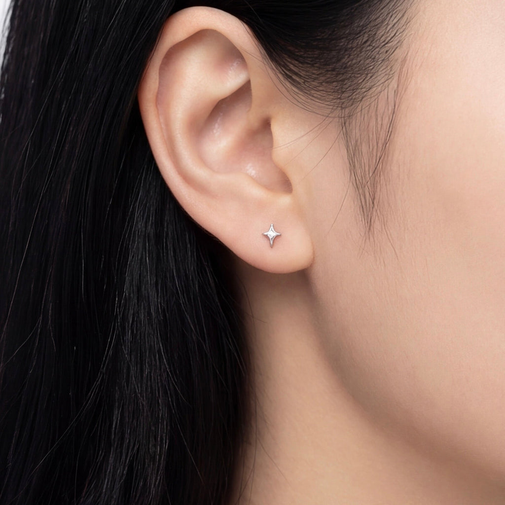 Twin Four-Pointed Star Earrings
