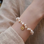 Gold Coin Faux Pearl Bracelet