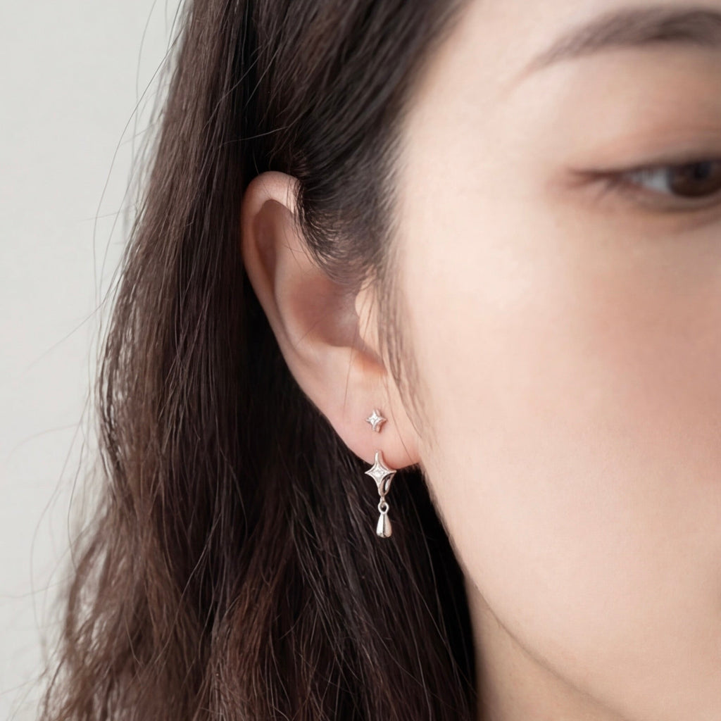 Twin Four-Pointed Star Earrings