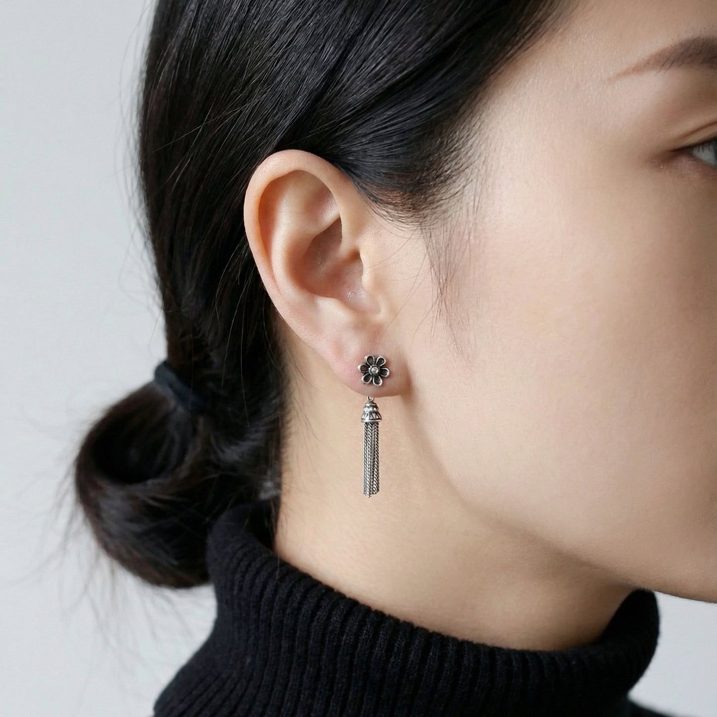 Vintage Floral Tassel Earrings