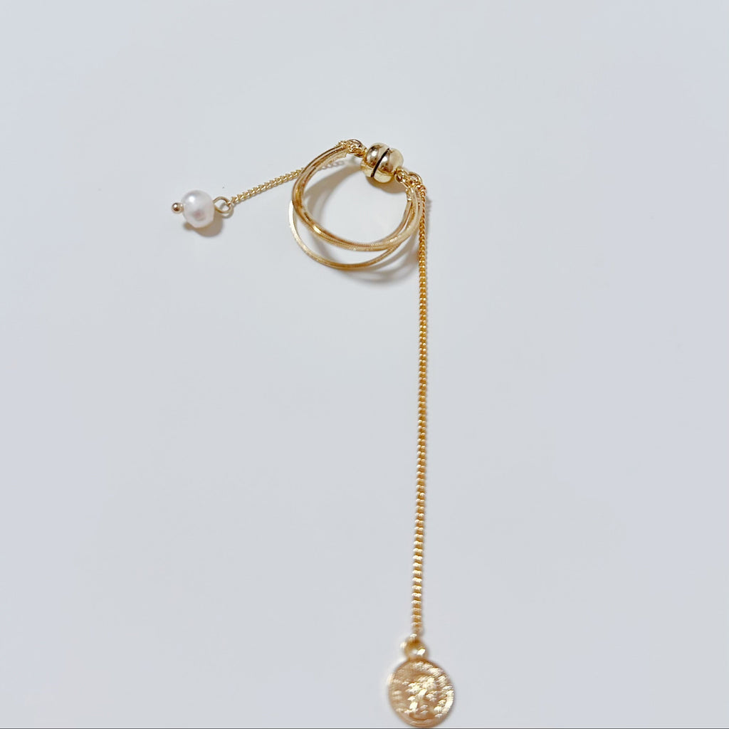Magnetic Pearl Dangle Ear Cuff