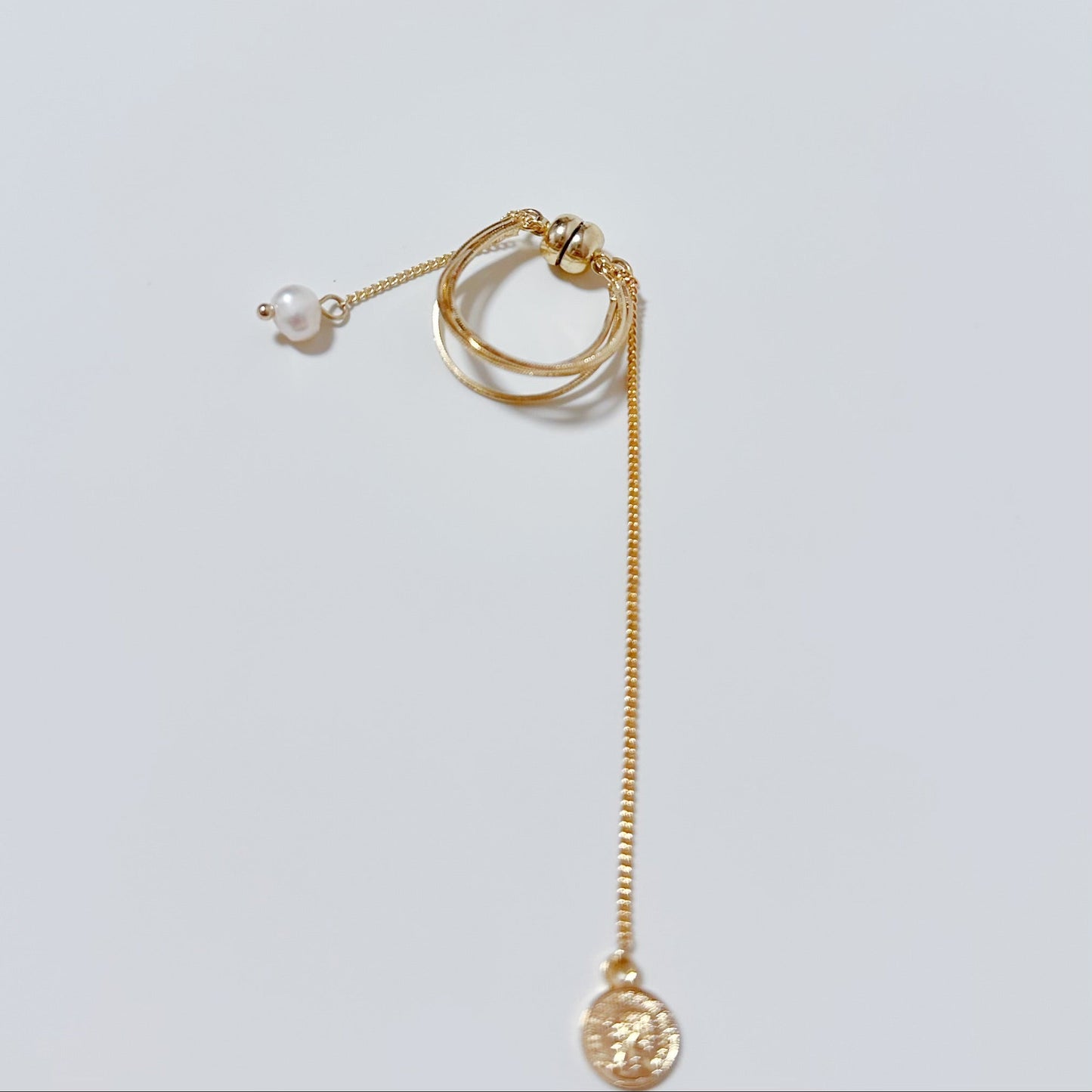 Magnetic Pearl Dangle Ear Cuff