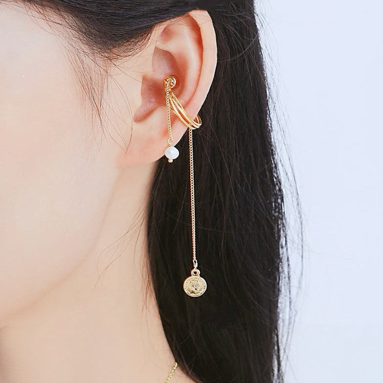 Magnetic Pearl Dangle Ear Cuff
