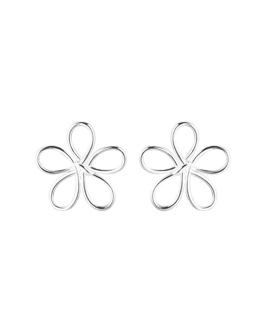 Silver Openwork Flower Stud Earrings