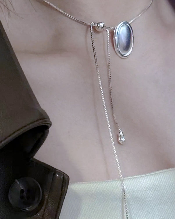 Matte Oval Bead Necklace