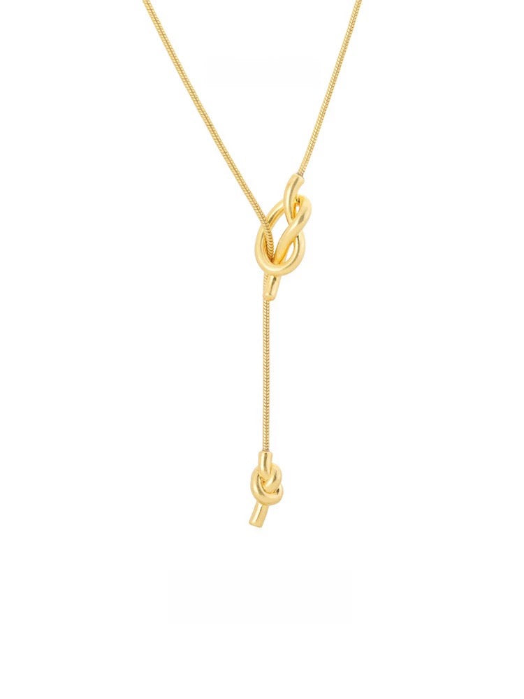 Satin Gold / Silver Lariat Necklace