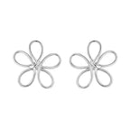 Silver Openwork Flower Stud Earrings