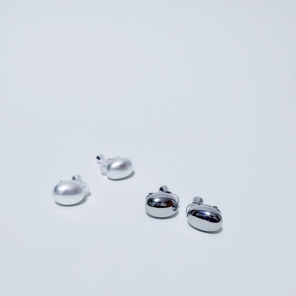 Silver Bean-shaped Clip-On Earrings