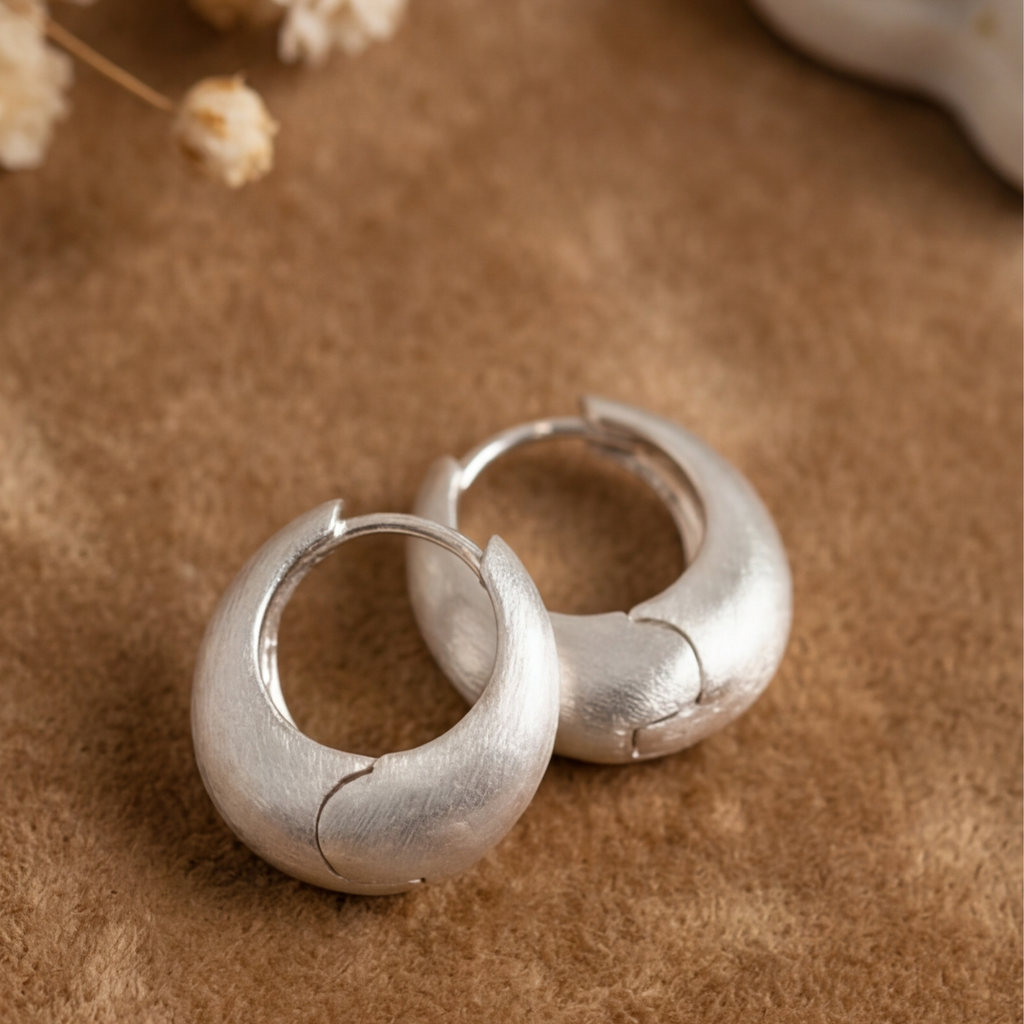 Brushed Chunky Hoop Earrings