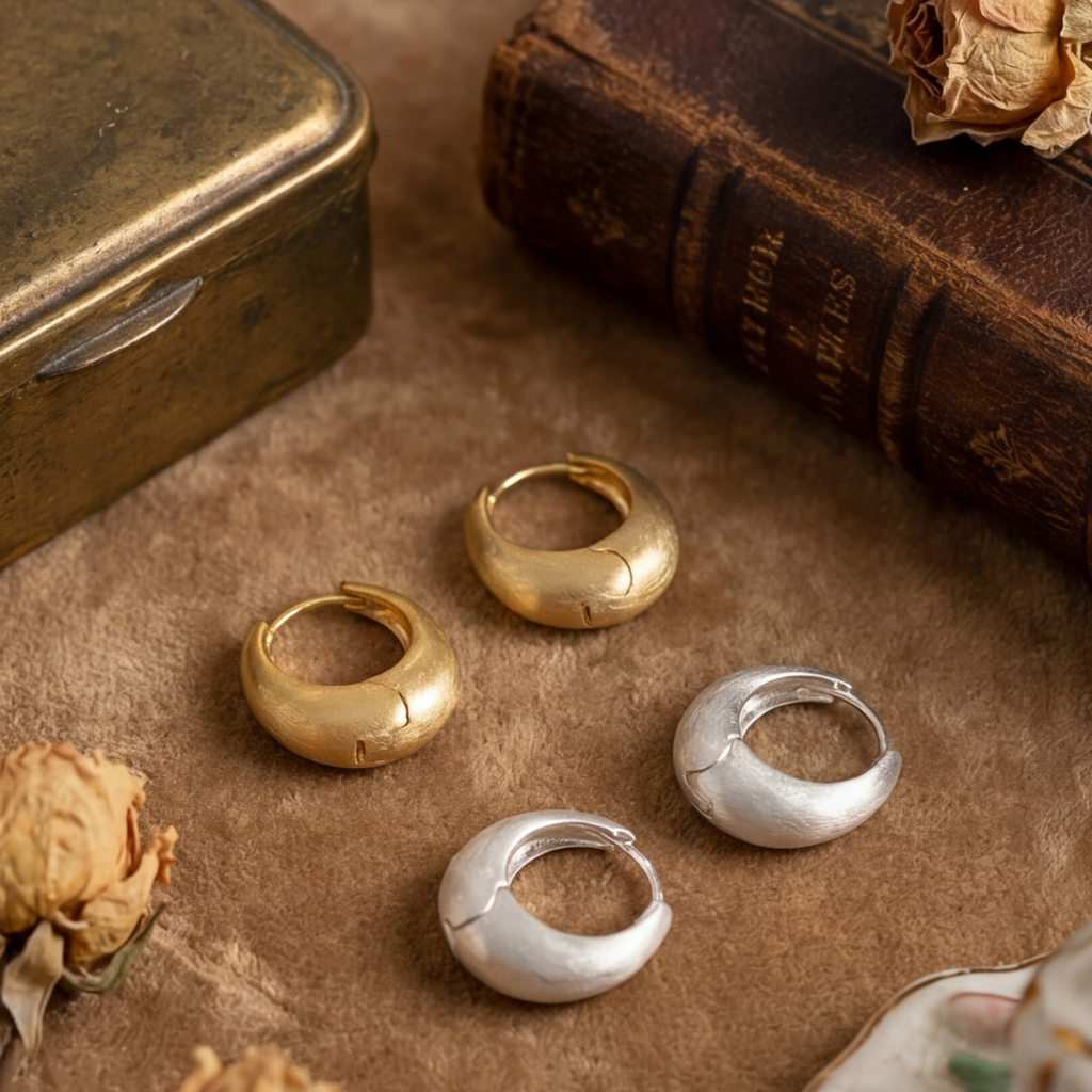 Brushed Chunky Hoop Earrings