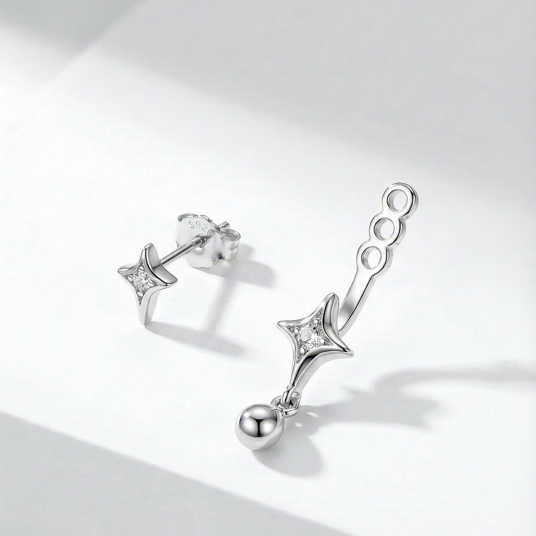 Twin Four-Pointed Star Earrings