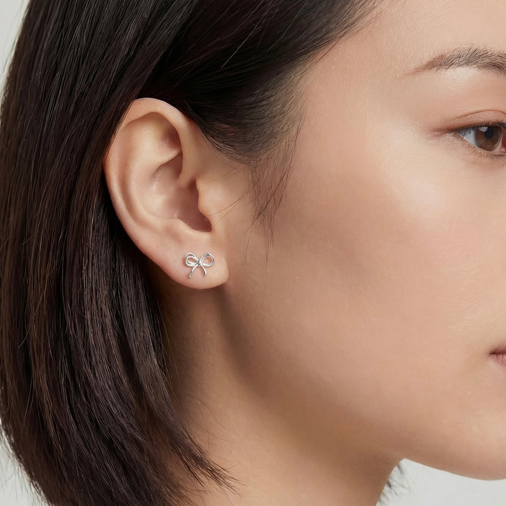 999 Double Layer Ribbon Bow Earrings