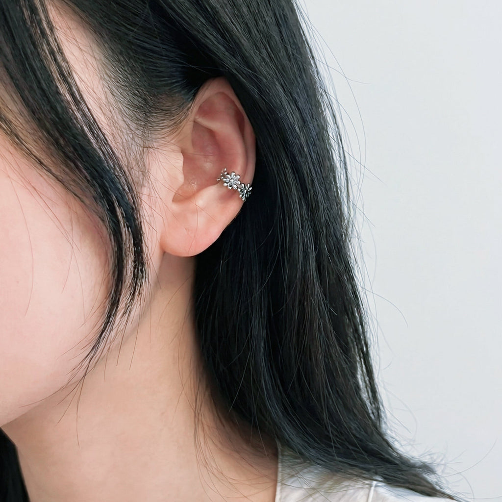 Floral Sterling Silver Ear Cuff