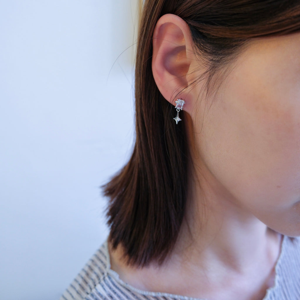 Quartz Four-Point Star Earrings
