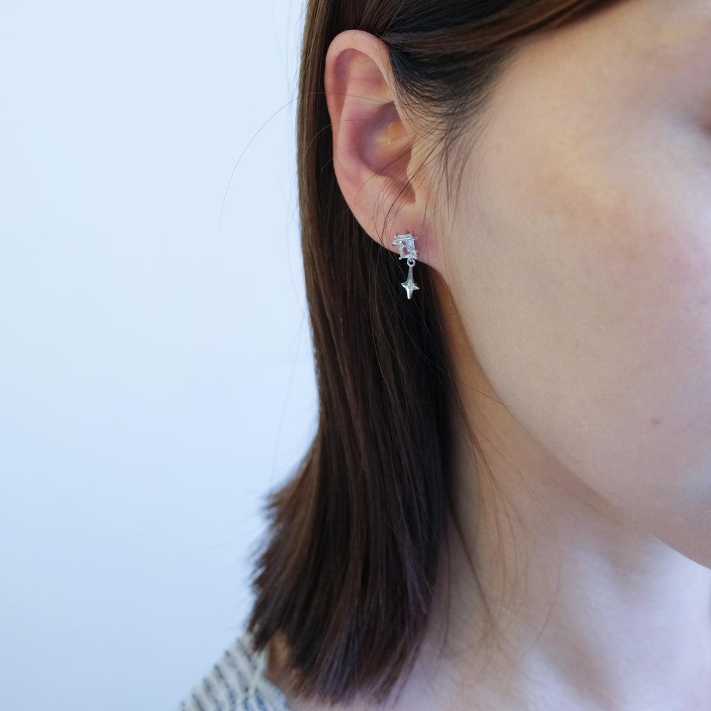 Quartz Four-Point Star Earrings