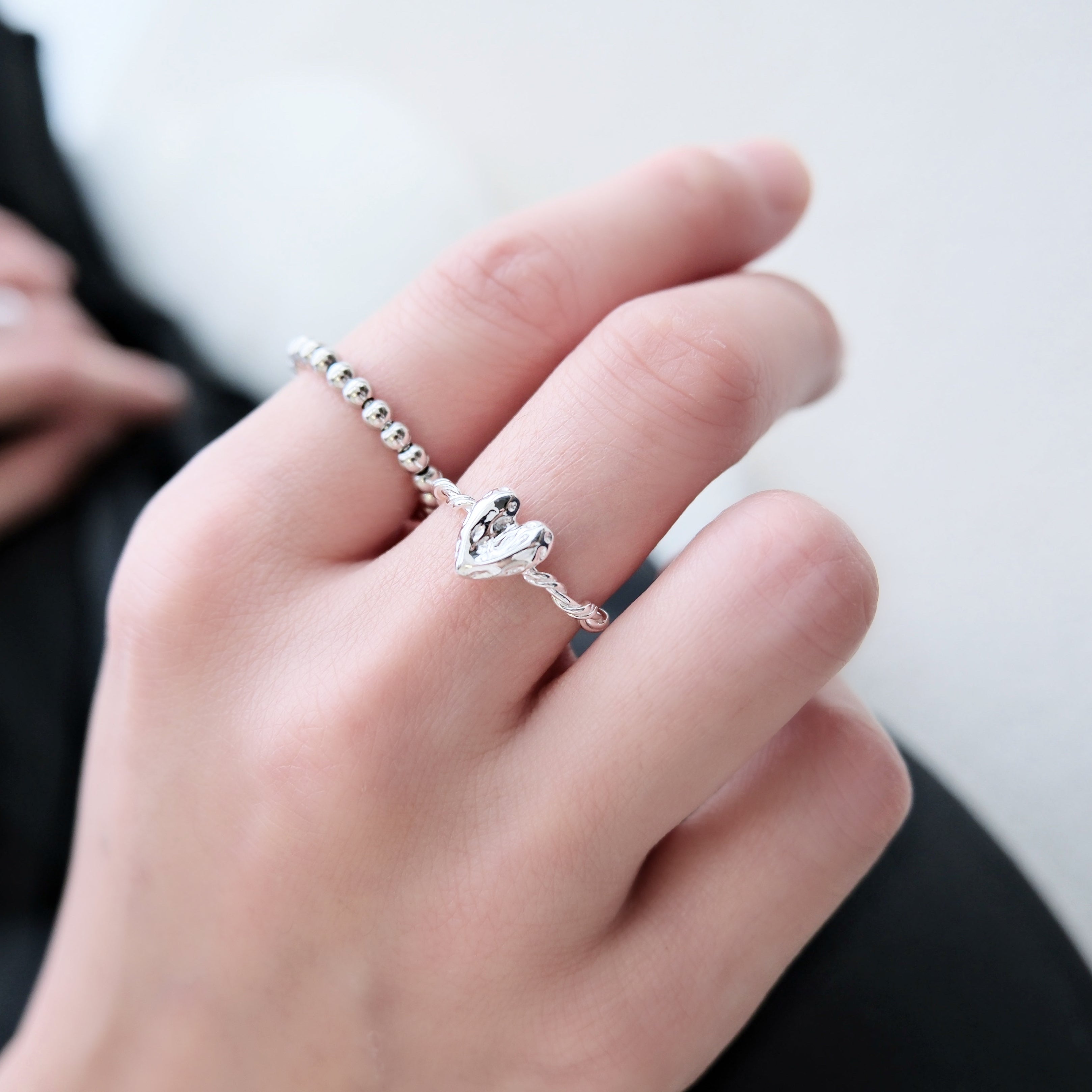 Hammered Heart Twist Ring