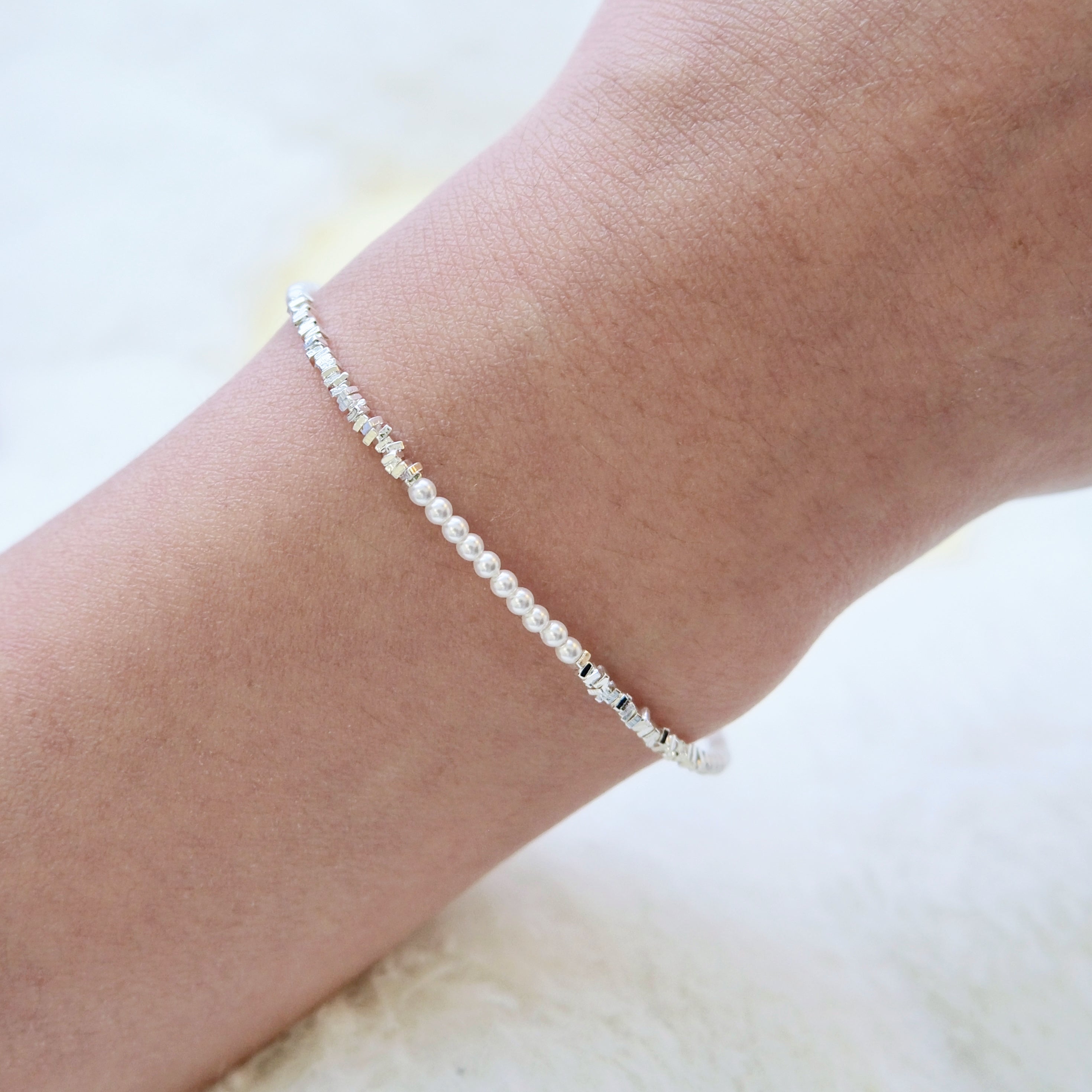 Silver Stone Pearl Bracelet