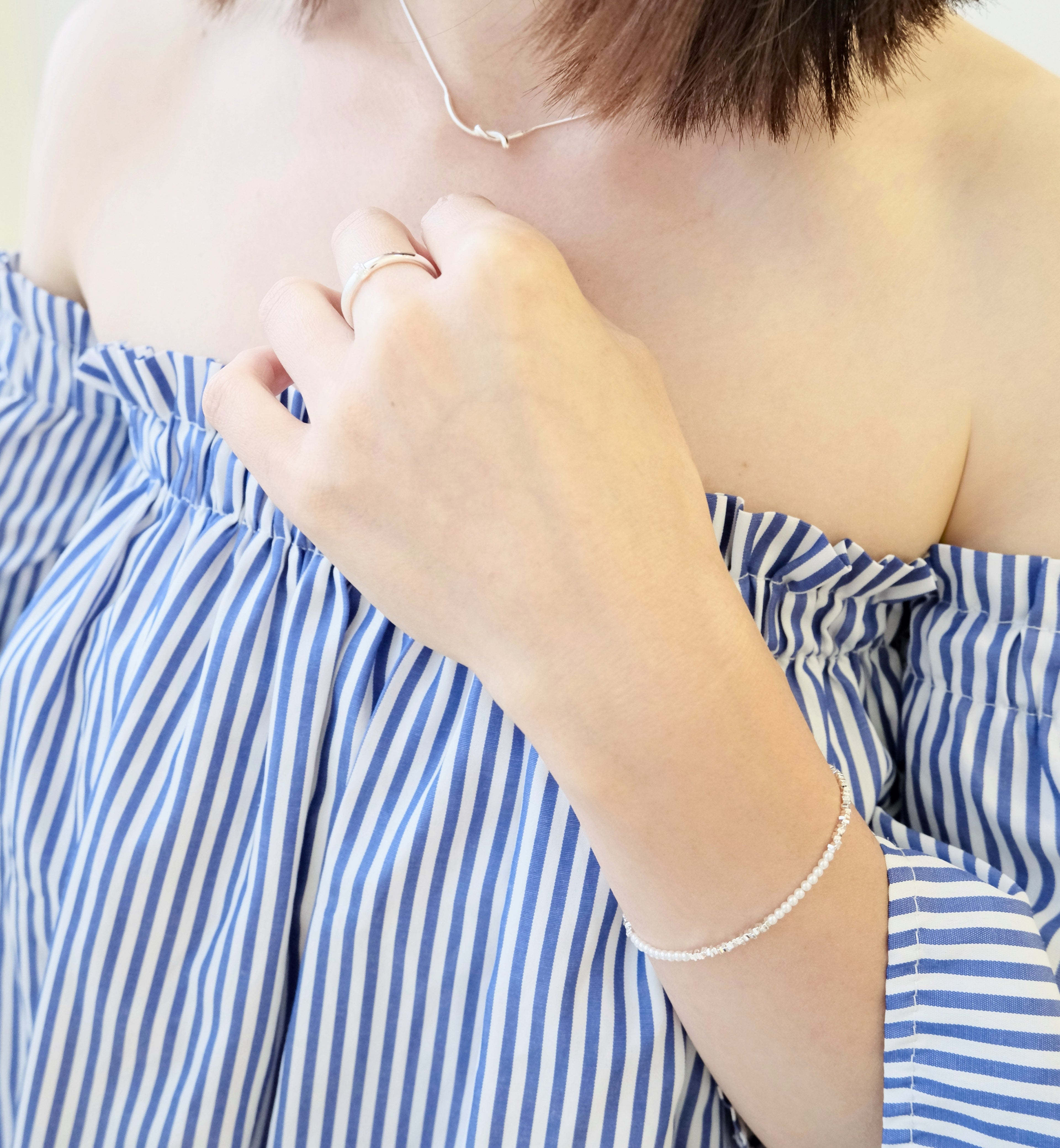 Silver Stone Pearl Bracelet