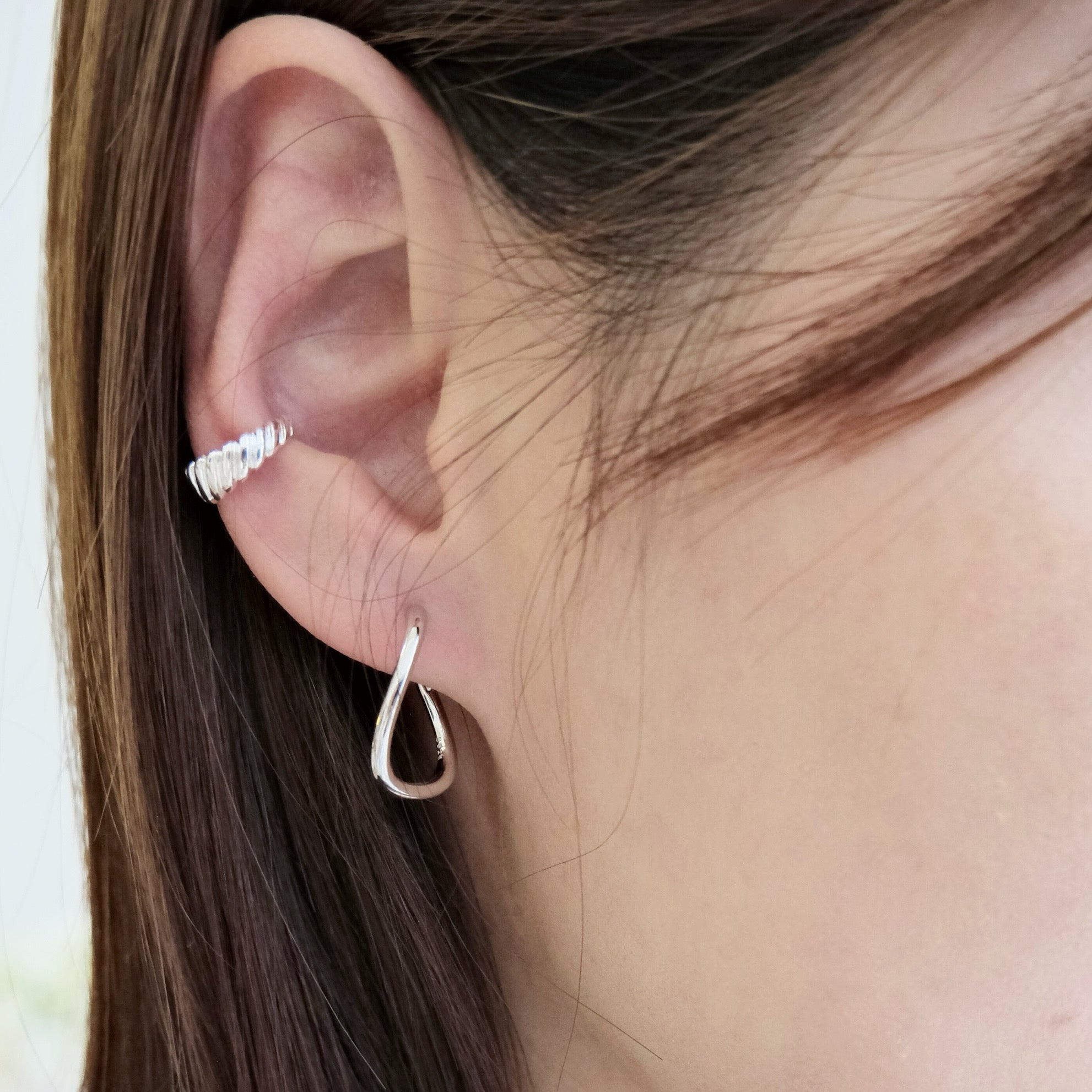 Silver Curved Hoops