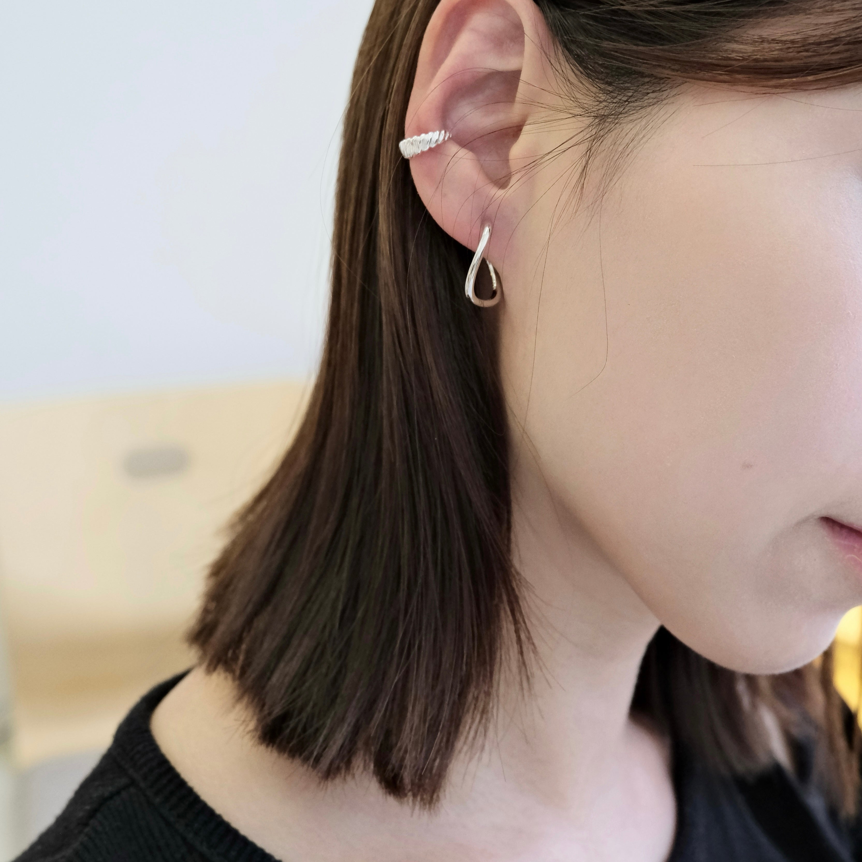 Silver Curved Hoops
