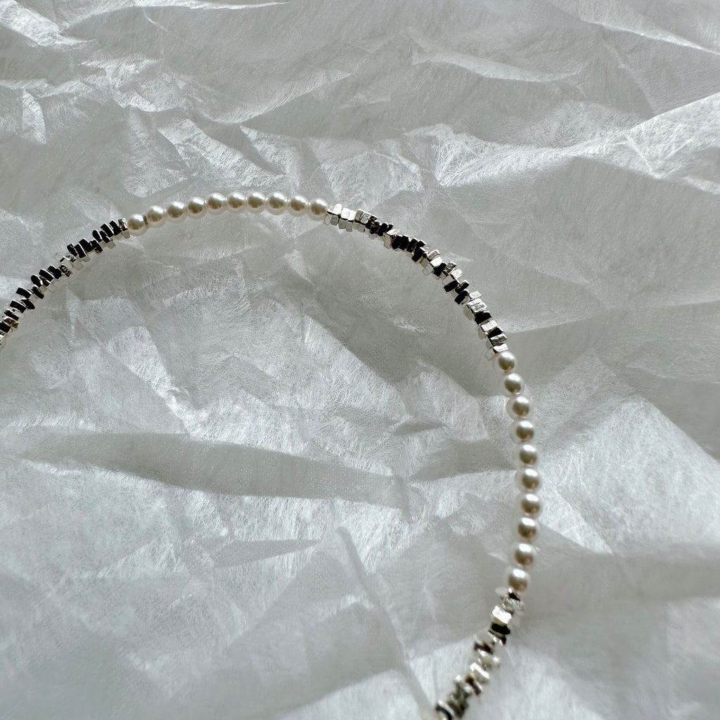 Silver Stone Pearl Bracelet