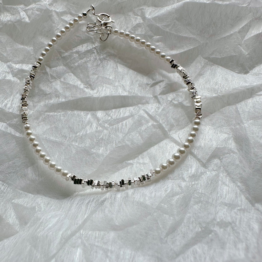 Silver Stone Pearl Bracelet