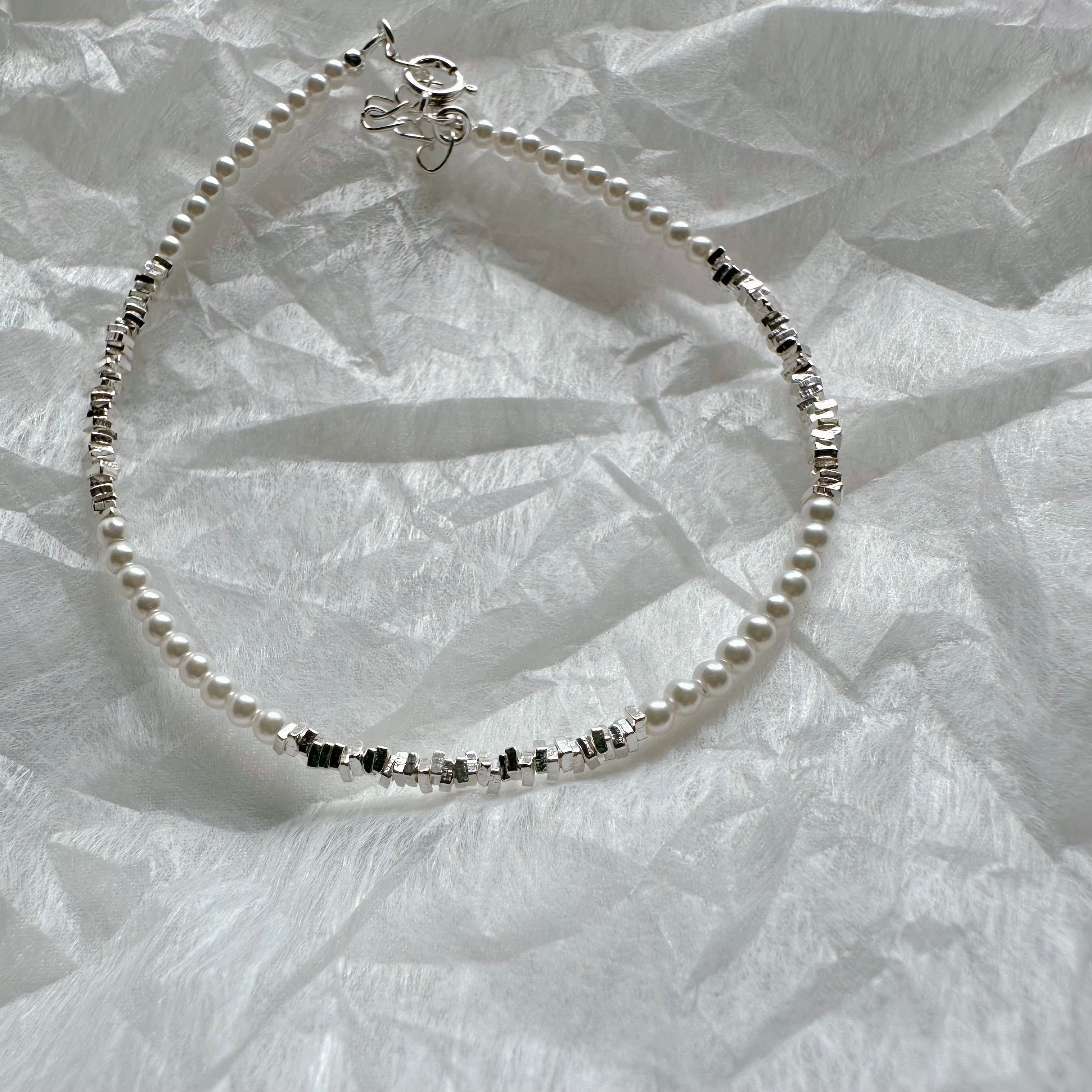 Silver Stone Pearl Bracelet