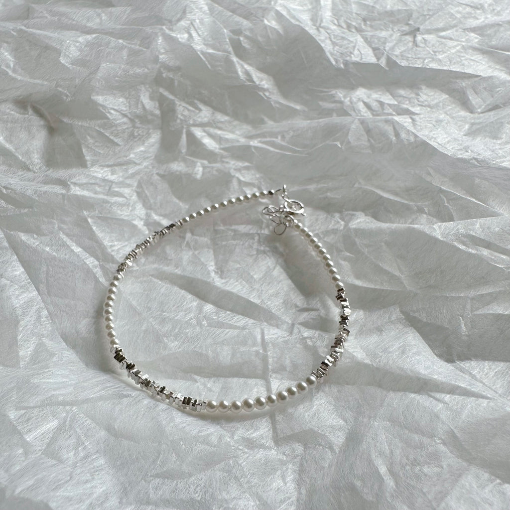 Silver Stone Pearl Bracelet
