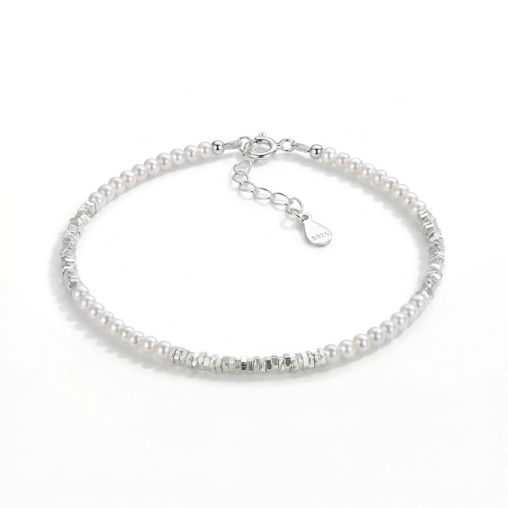 Silver Stone Pearl Bracelet