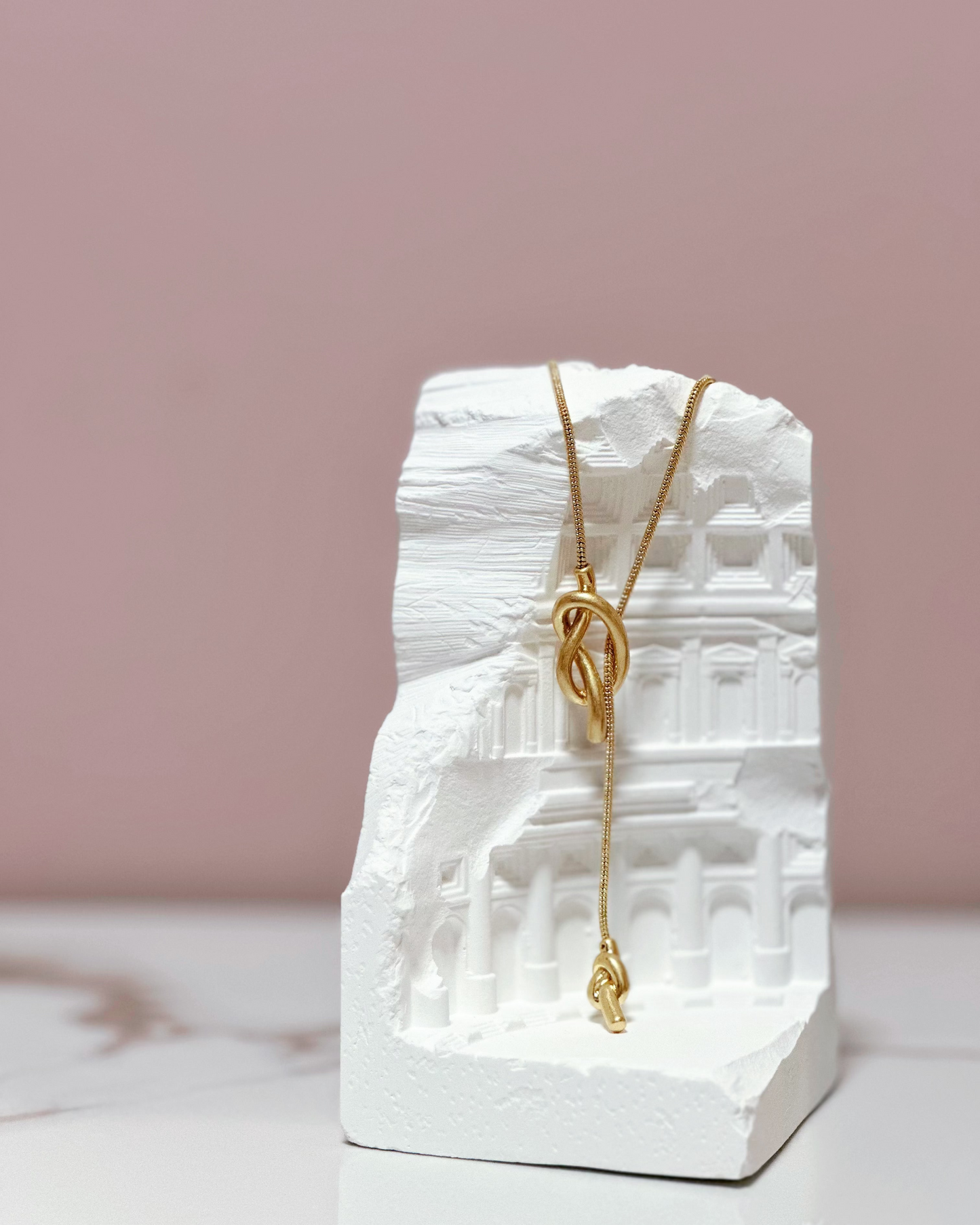 Satin Gold Lariat Necklace