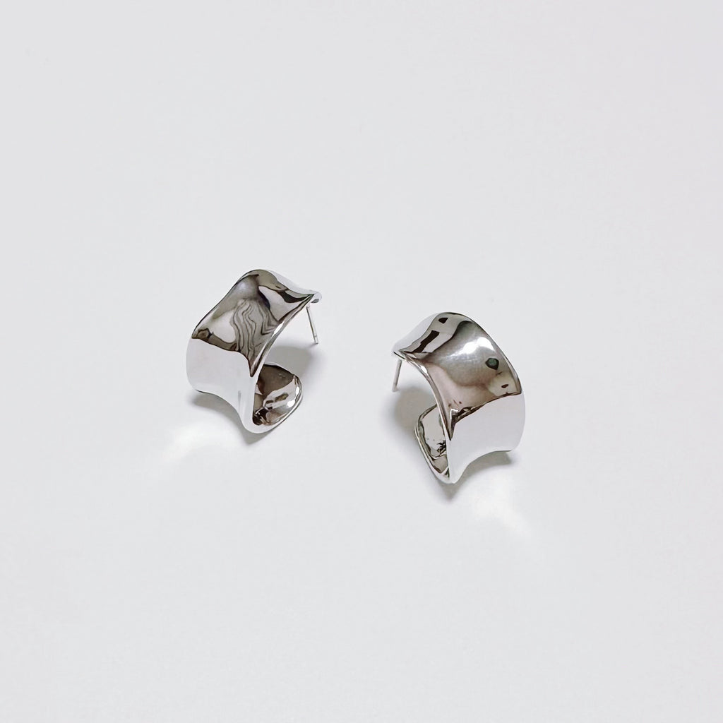 C-Shape Silver Earrings