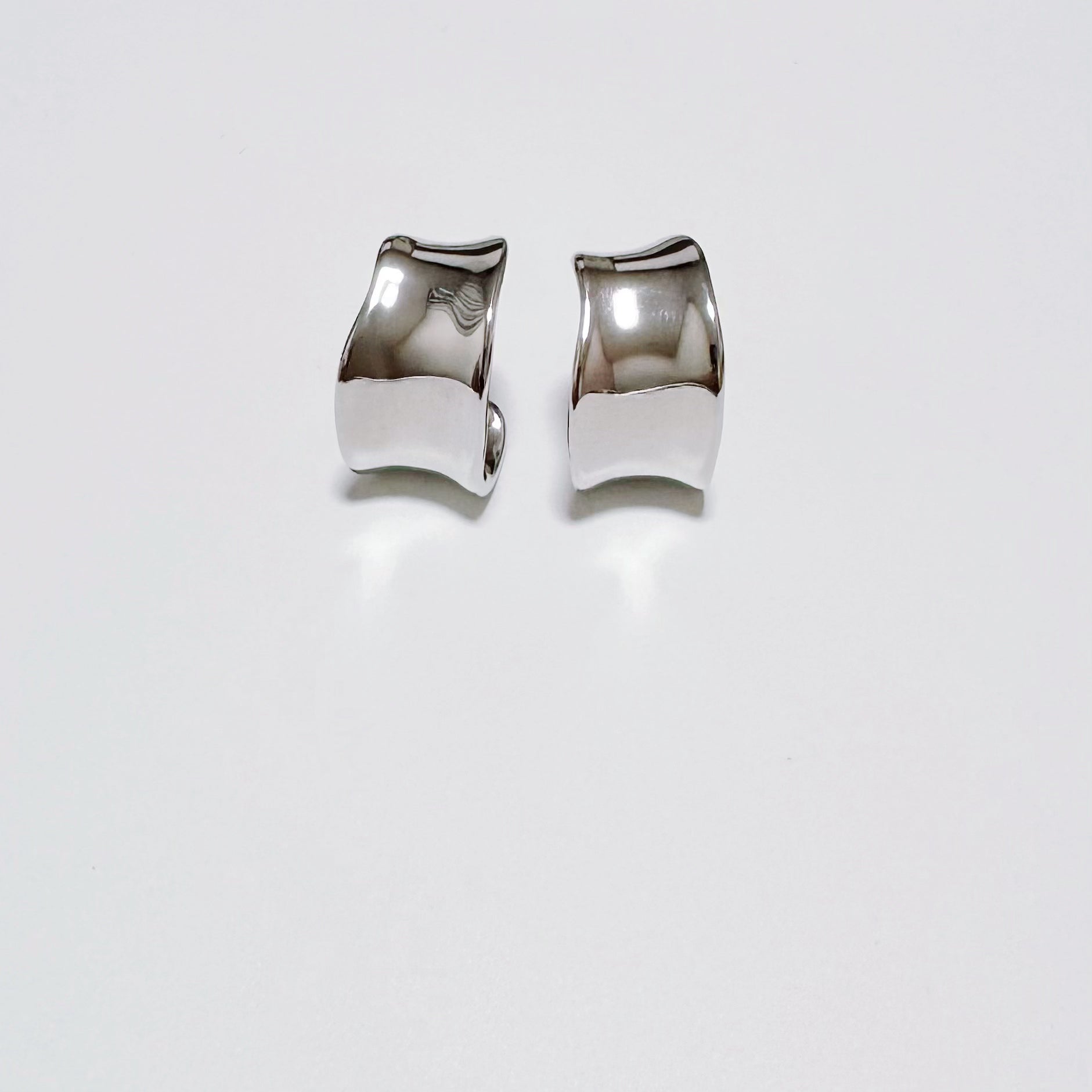C-Shape Silver Earrings