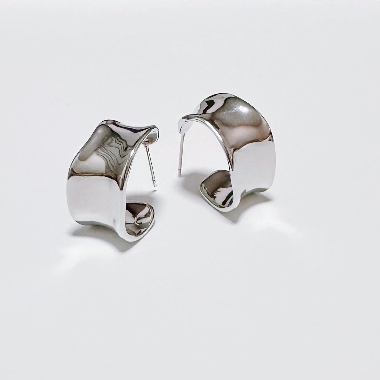 C-Shape Silver Earrings