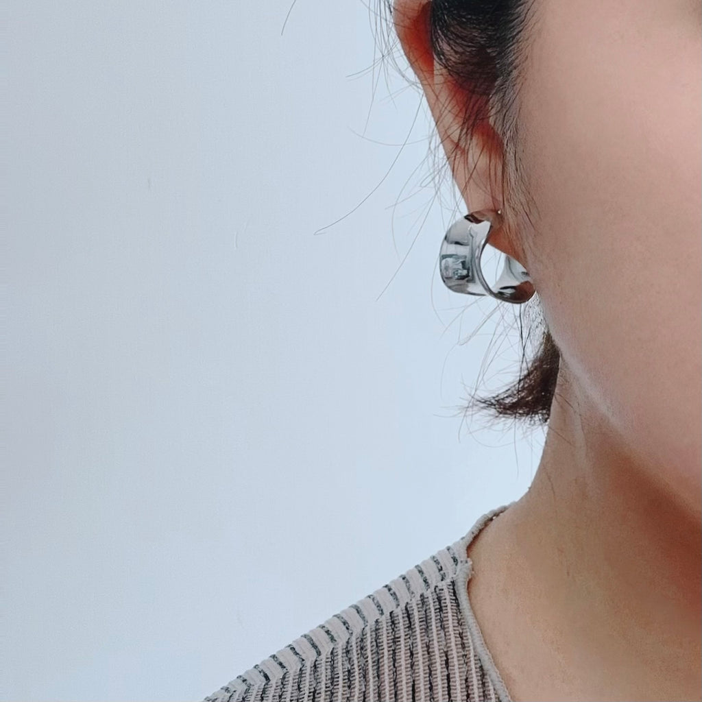 C-Shape Silver Earrings