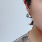 C-Shape Silver Earrings