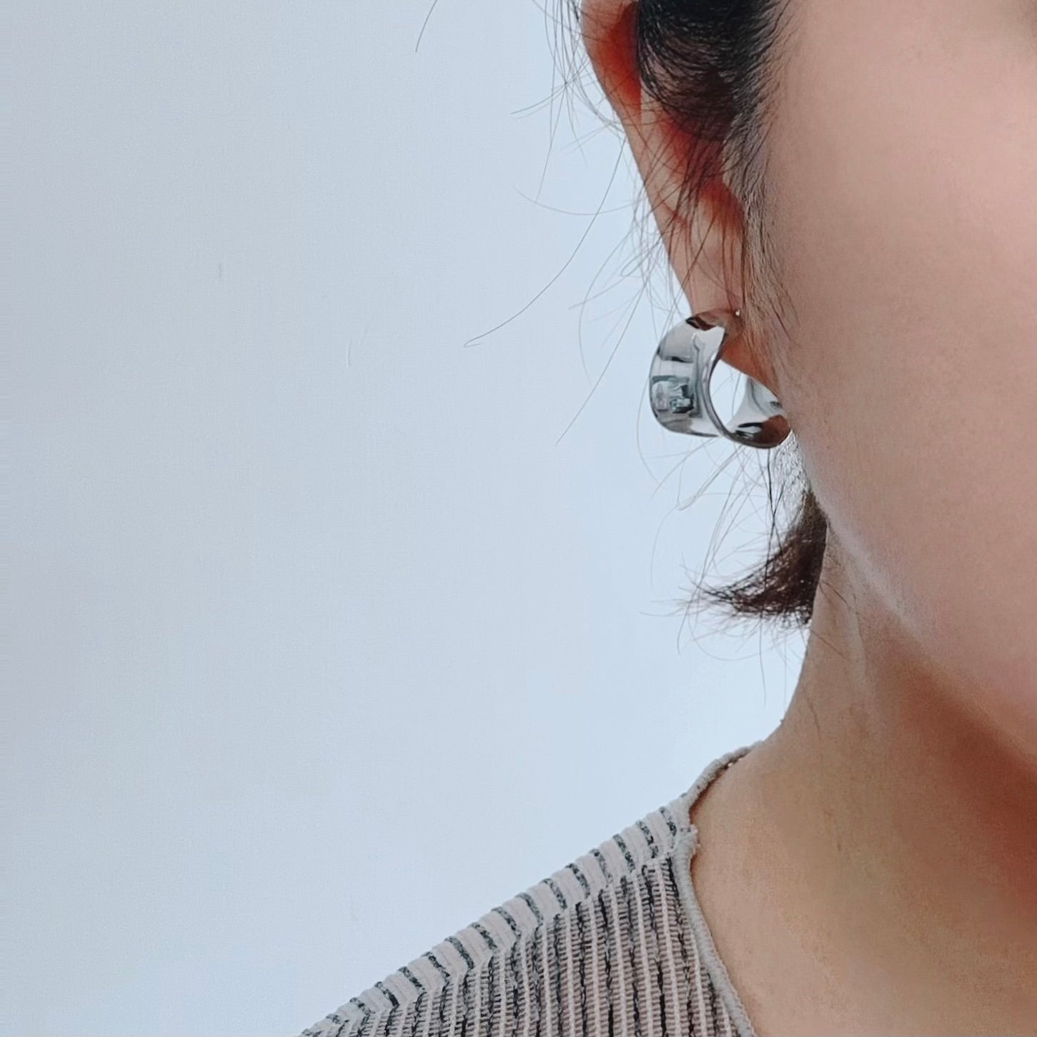 C-Shape Silver Earrings