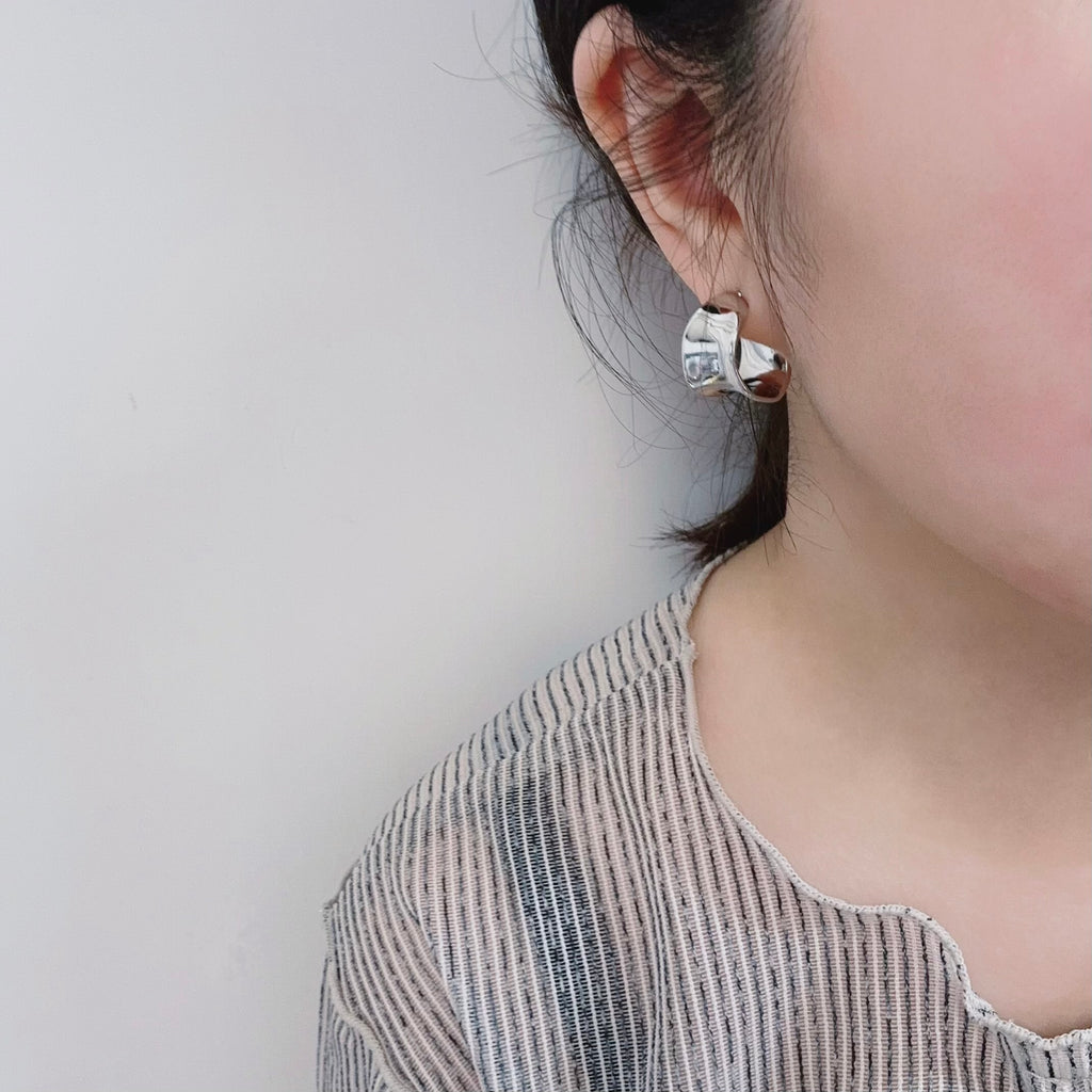 C-Shape Silver Earrings