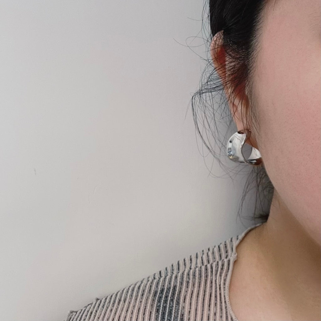 C-Shape Silver Earrings