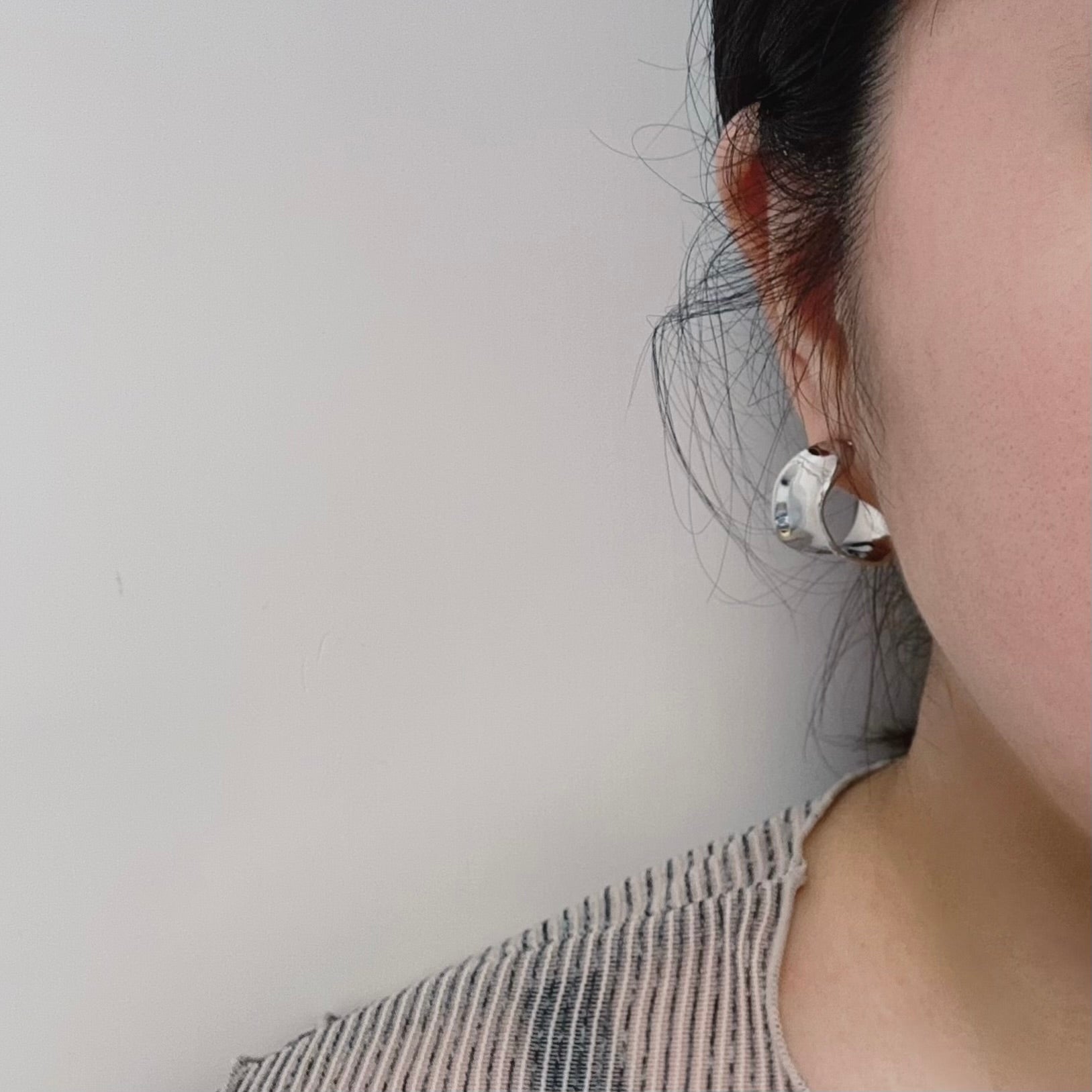 C-Shape Silver Earrings