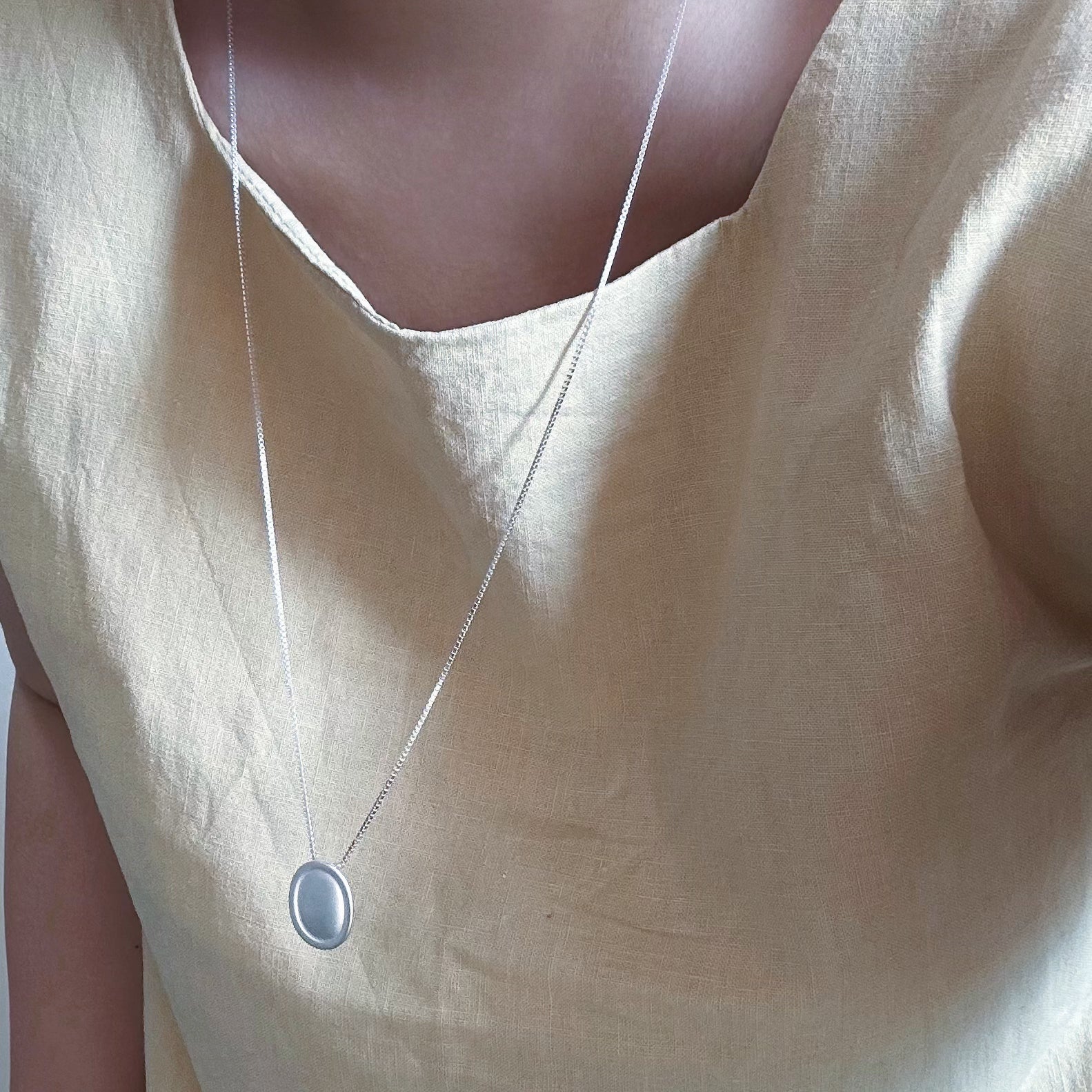 Matte Oval Bead Necklace