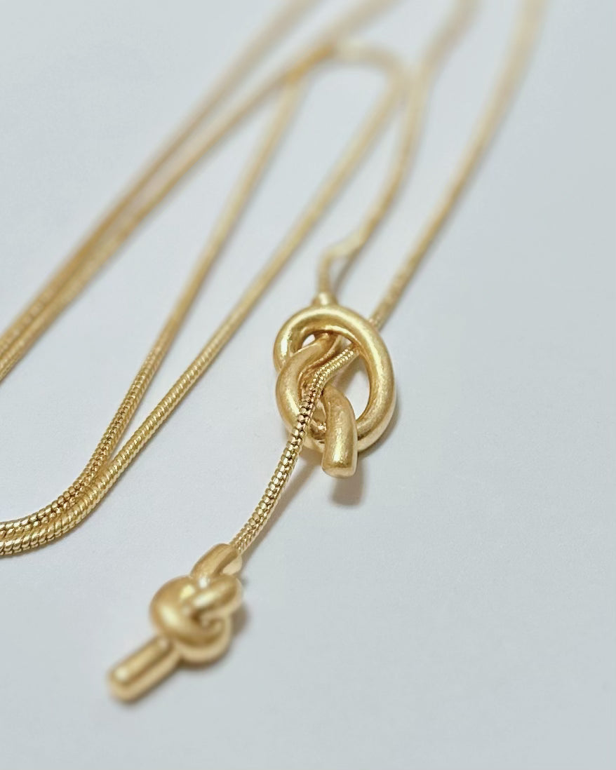 Satin Gold Lariat Necklace