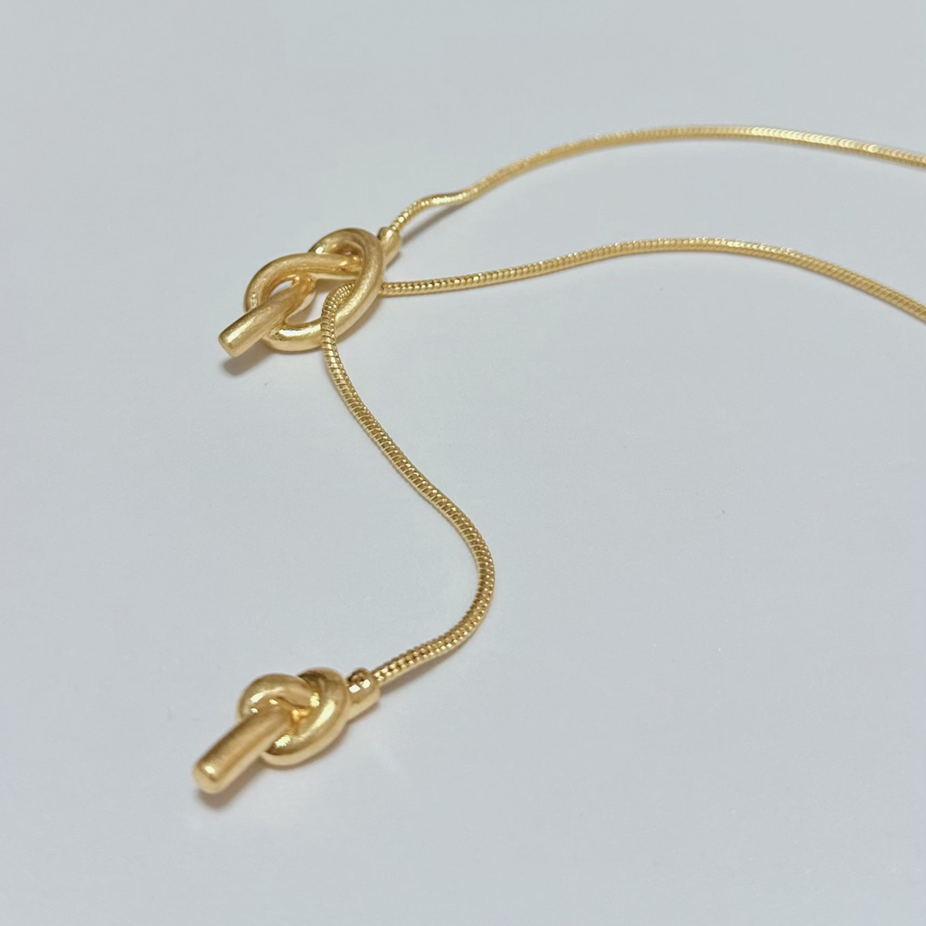 Satin Gold / Silver Lariat Necklace