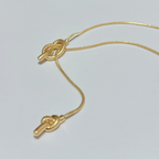 Satin Gold / Silver Lariat Necklace