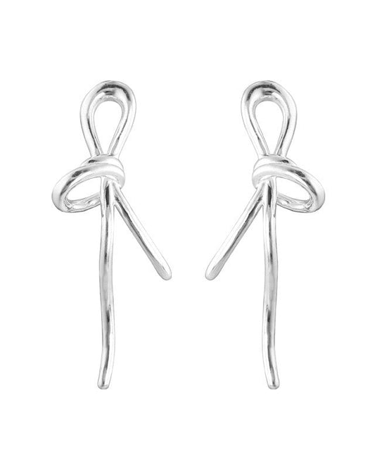 Silver Bow Line Earrings